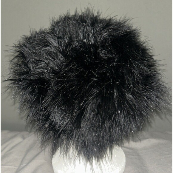 Joske's Of Texas Vintage Black Marabou Feather Hat 50s 60s San Antonio - Picture 2 of 7